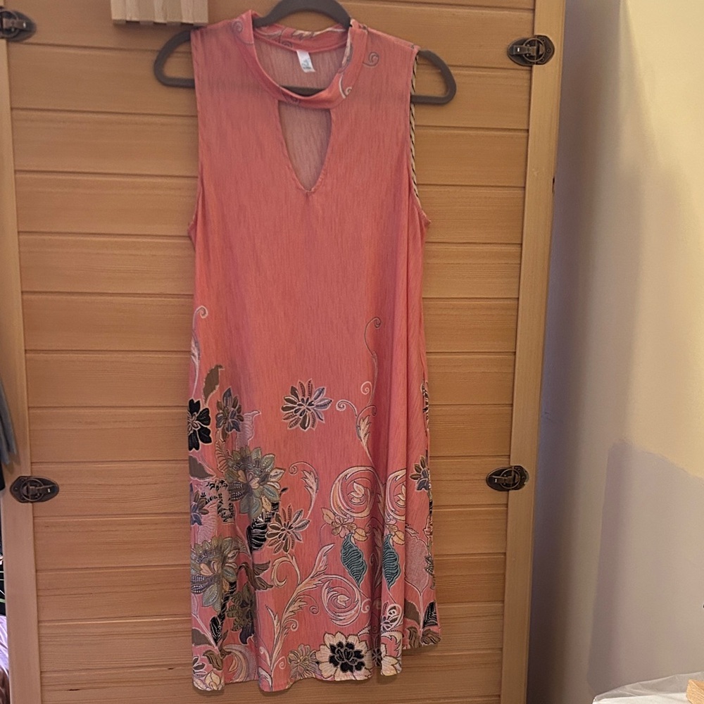 Tiffany & Co. Coral Pink Printed Sleeveless Dress